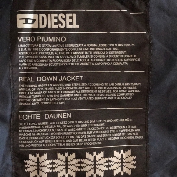 Diesel Baby Puffer Jacket - Navy Blue (Size: 6M) - Picture 6 of 8